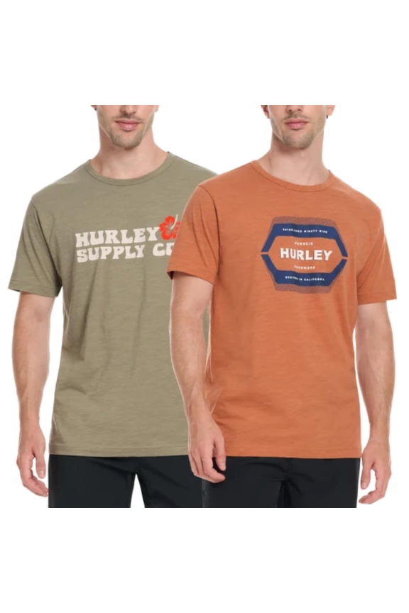 Men's 2 Pack Short Sleeve Graphic Tee Shirts (US, Alpha, Medium, Regular, Regular, Orange/Green)