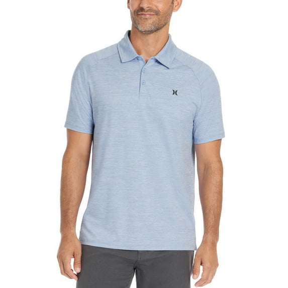 Hurley Men's 4 Way Stretch Moisture-Wicking Polo Shirt, Heather Blue 2XL