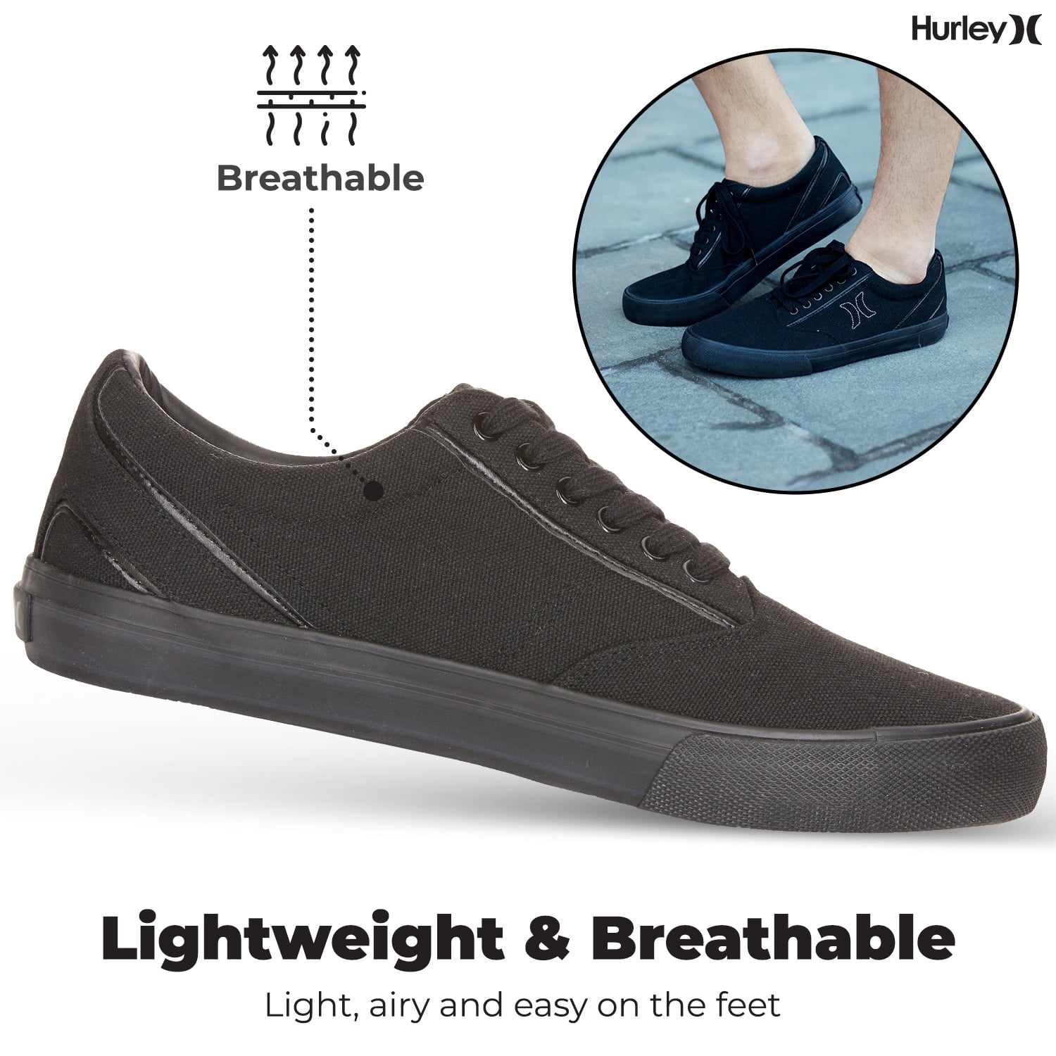 Hurley Mens Gray Slip-On Canvas Shoes Arlo New NO Box Men main image 4