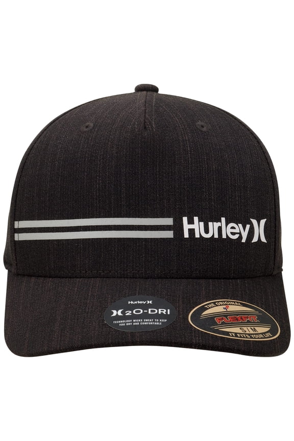 Men's Baseball Cap - H2O-DRI Line Up Curved Brim Fitted Hat, Size Large-X-Large, Black