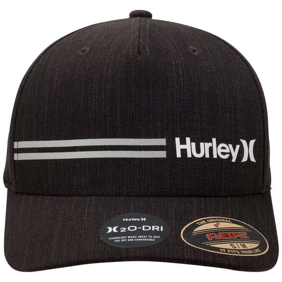Hurley Men's Baseball Cap - H2O-DRI Line Up Curved Brim Fitted Hat, Size Large-X-Large, Black