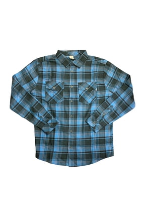 Men's Brushed Flannel Long Sleeve Button Up Shirt (Navy, Medium)
