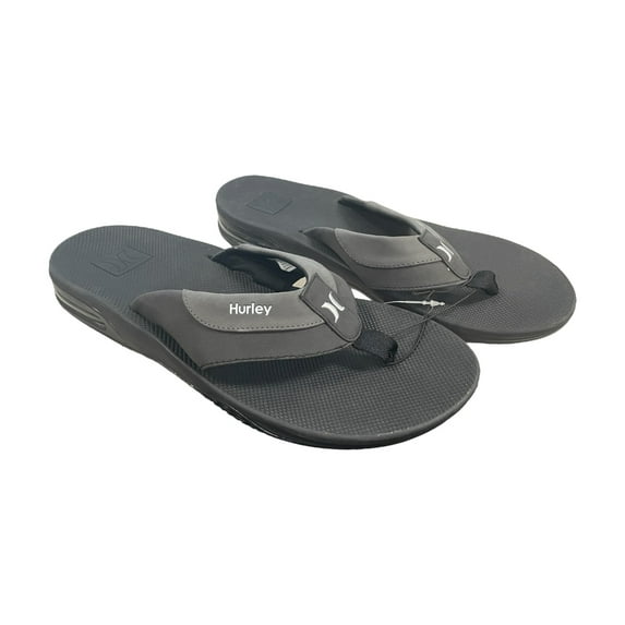 Hurley Men's Bubble Cushion Heel Surf Comfort Easy Slip-On Flip Flops (Black, 11)