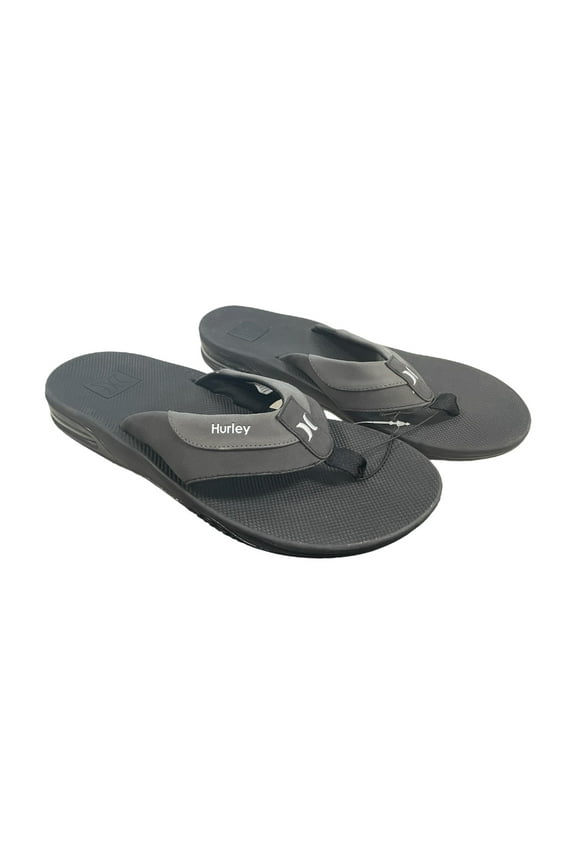 Men's Bubble Cushion Heel Surf Comfort Easy Slip-On Flip Flops (Black, 11)