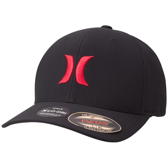 Hurley Men's Caps - One & Only Cap H2O Dri Flexfit Baseball Hats for Men (S-XL), Size Small-Medium, Black/Red