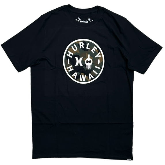 Hurley Men's Everyday Warrior Camo Graphic Logo Short Sleeve Tee T-Shirt (Small, Black)