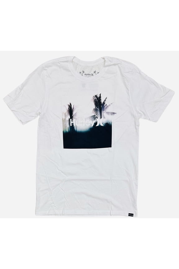 Men's Everyday Washed Bali Tropical Graphic Tee T-Shirt (Large, White)