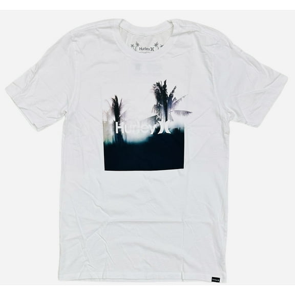 Hurley Men's Everyday Washed Bali Tropical Graphic Tee T-Shirt (Small, White)