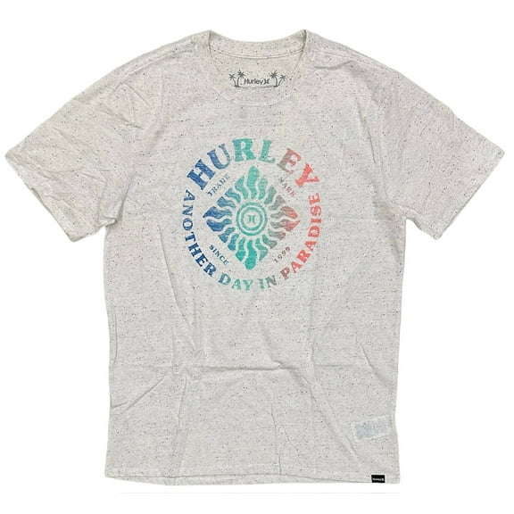 Hurley Men's Everyday Washed Belize Distressed Graphic Short Sleeve Tee T-Shirt (Large, Off White)