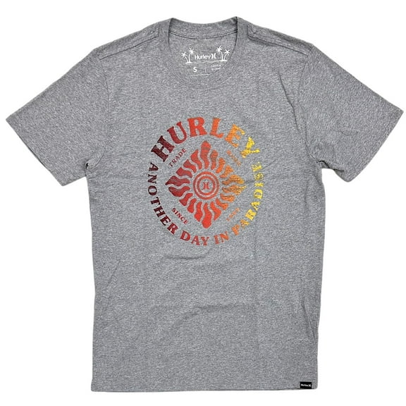Hurley Men's Everyday Washed Belize Distressed Graphic Short Sleeve Tee T-Shirt (Small, Heather Grey)
