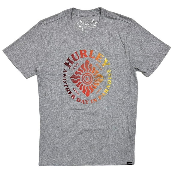 Hurley Men's Everyday Washed Belize Distressed Graphic Short Sleeve Tee T-Shirt (Small, Heather Grey)