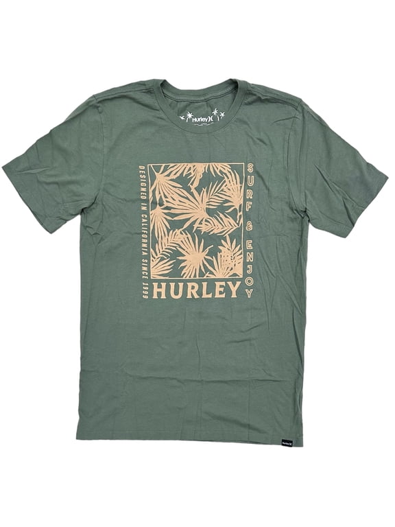 Men's Everyday Washed Frond Tropical Graphic Short Sleeve Tee T-Shirt (Medium, Sage)
