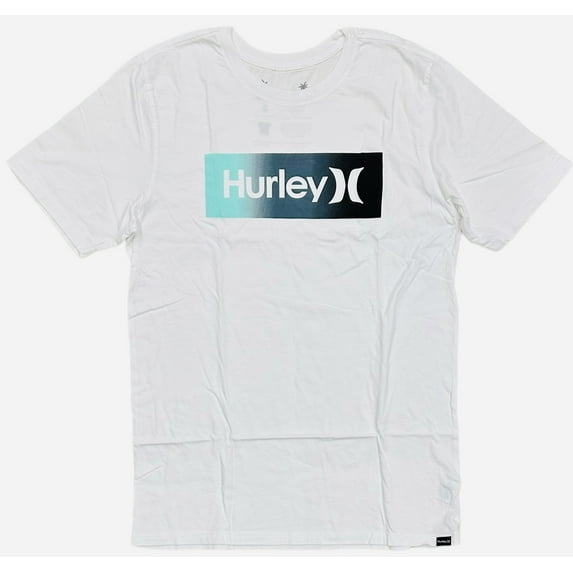 Hurley Men's Everyday Washed One and Only Boxed Gradient Short Sleeve Tee T-Shirt (Medium, White)