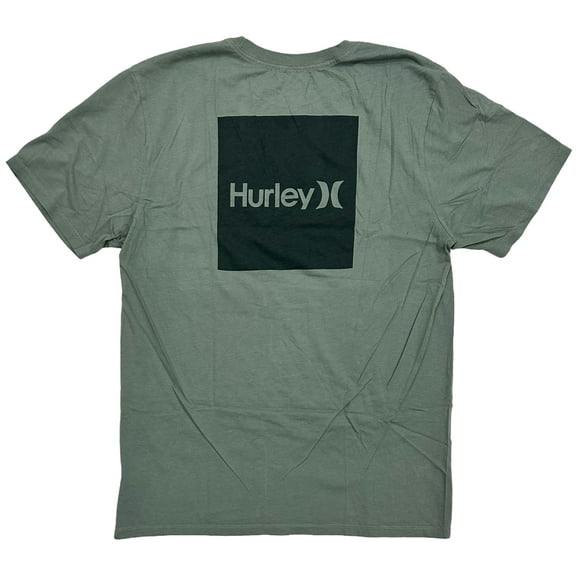 Hurley Men's Everyday Washed One and Only Boxed Logo Short Sleeve Tee T-Shirt (Large, Spiral Sage)