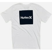 HURLEY Men's Everyday Washed One and Only Boxed Logo Short Sleeve Tee T-Shirt (Large, White)