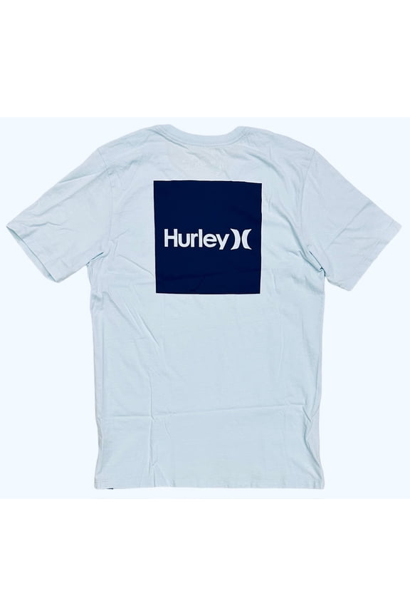 Men's Everyday Washed One and Only Boxed Logo Short Sleeve Tee T-Shirt (Medium, Glacier Blue)