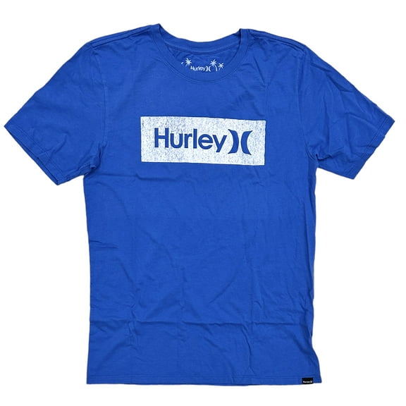 Hurley Men's Everyday Washed One and Only Boxed Texture Short Sleeve Tee T-Shirt (Medium, Signal Blue)