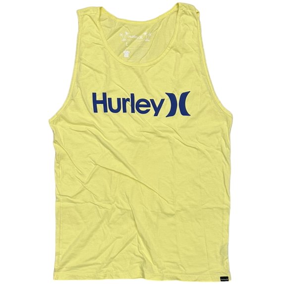 Hurley Men's Everyday Washed One and Only Solid Sleeveless Tank Top Tee T-Shirt (Large, Yellow)