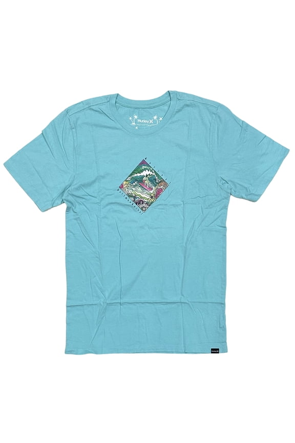 Men's Everyday Washed Sendy Surf Wave Graphic Short Sleeve Tee T-Shirt (Large, Tropical Twist)