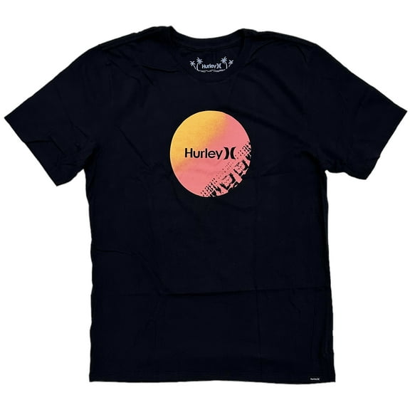 Hurley Men's Everyday Washed Strands Circle Logo Short Sleeve Tee T-Shirt (Large, Black)