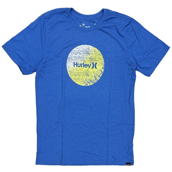 Hurley Men's Everyday Washed Strands Circle Logo Short Sleeve Tee T-Shirt (Large, Blue Heather)