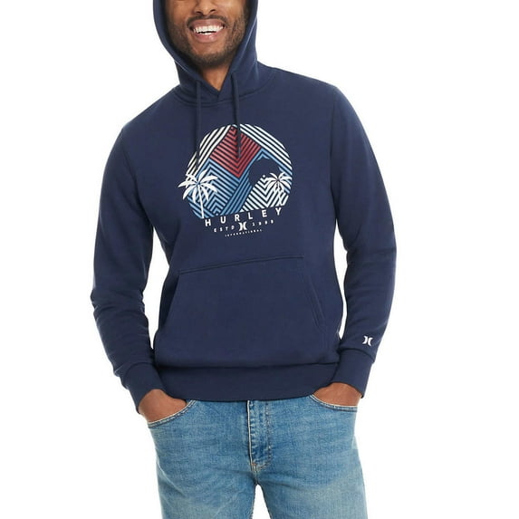 Hurley Men's Graphic Hoodie (Blue, Large)