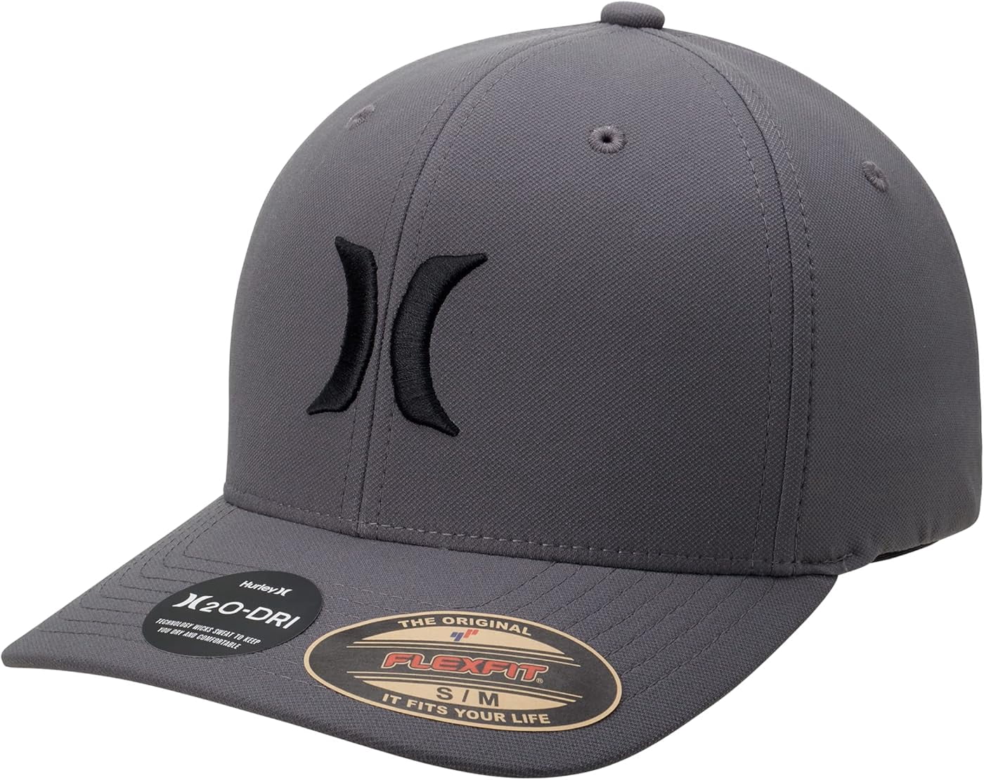 Hurley Men's H2O-DRI One and Only Flex Fit Hat in Dark Grey Size L/XL (L/XL, Dark Grey)