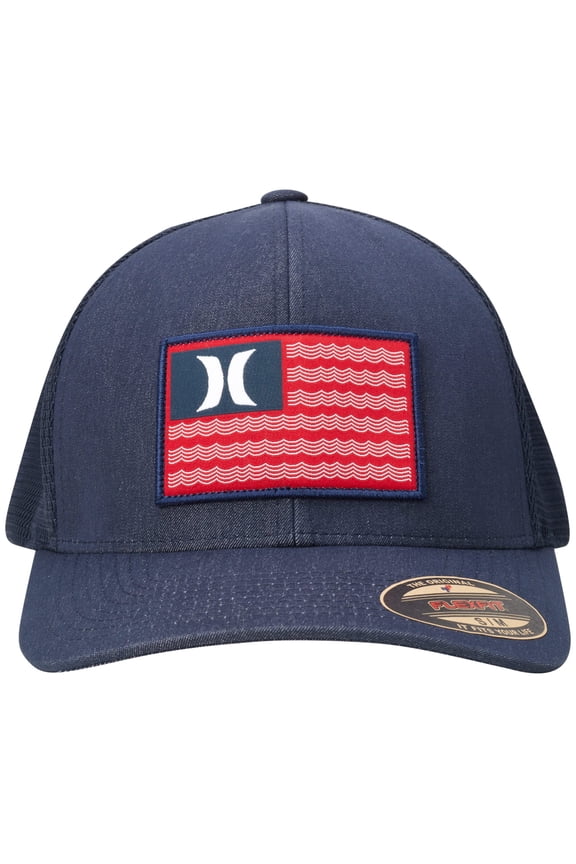 Men's Hat - Icon Flag Mesh Stretch Fitted Trucker Cap, Size Large-X-Large, Navy