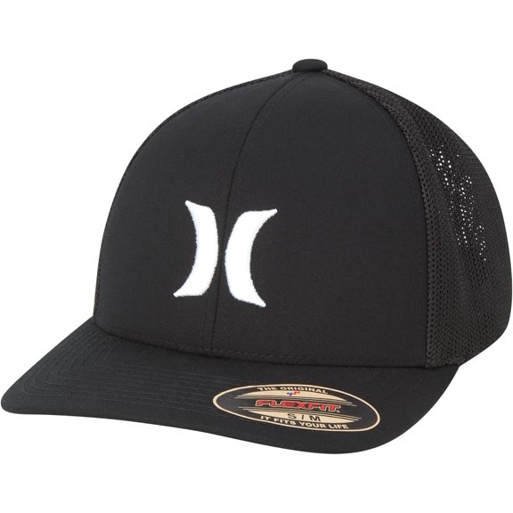 Hurley Men's Hat Laguna Icon Stretch Fit Mesh Trucker Cap (Large/X-Large, Black)