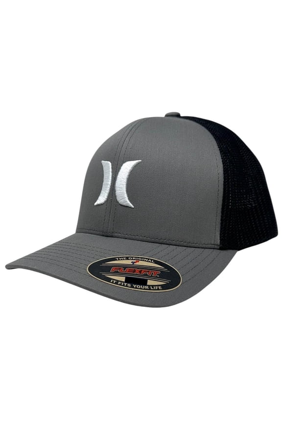 Men's Hat Laguna Icon Stretch Fit Mesh Trucker Cap in Gray (Small/Medium, Grey)