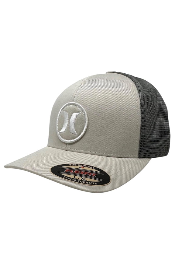 Men's Hat Oceanside Stretch Flex Fit Mesh Trucker Cap in Light Khaki/Grey (Large/X-Large, Light Khaki/Grey)