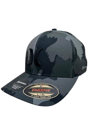 Men's Hat Phantom Camo Flex Fit Cap (Large/X-Large, Grey/Black Camo)