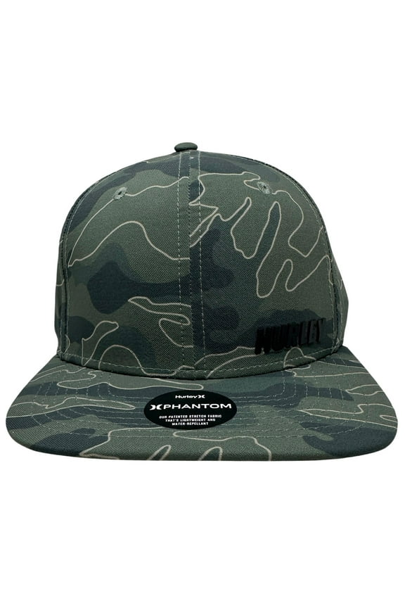 Men's Hat Phantom Ridge Water Repellent Flat Bill Cap (Green Camo)