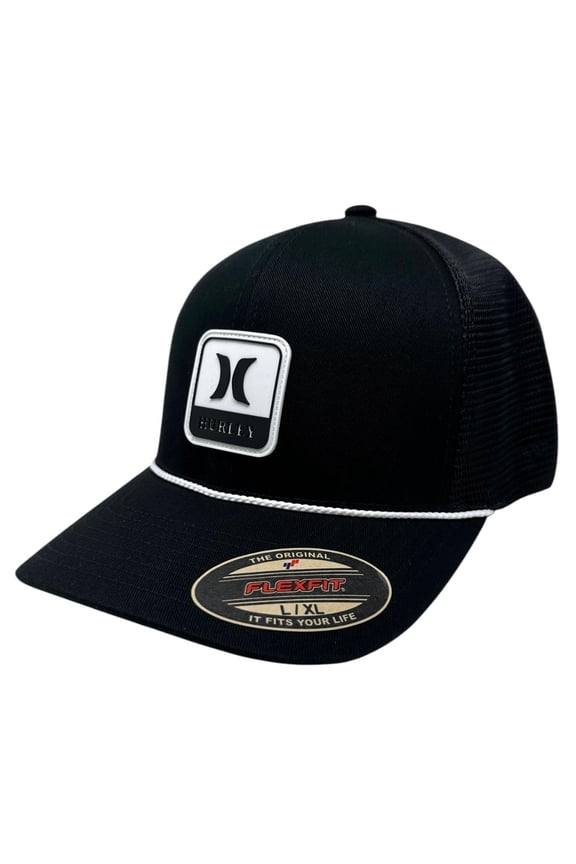 Men's Hat Tasman Stretch Flex Fit Mesh Trucker Cap (Large/X-Large, Black)