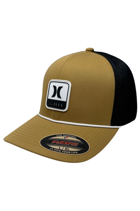 Men's Hat Tasman Stretch Flex Fit Mesh Trucker Cap (Large/X-Large, Caramel/Black)