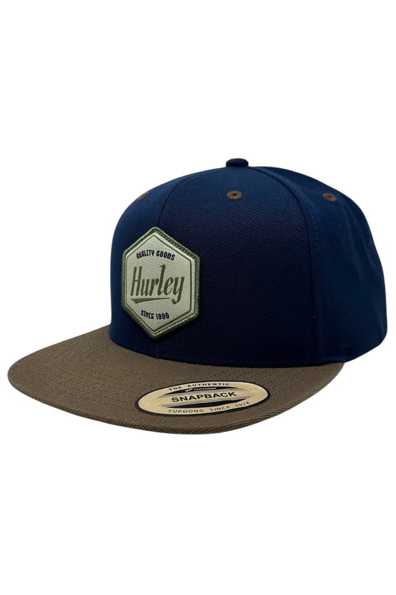 Men's Hat Thruster Embroidered Patch Flat Bill Snapback Cap (Navy/Brown)