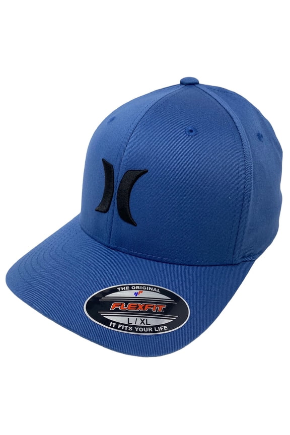 Men's Icon Solid Flex Fit Hat Cap (Large/X-Large, Blue)