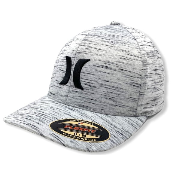 Hurley Men's Icon Textures Flex Fit Hat Cap (Small/Medium, Wolf Grey)