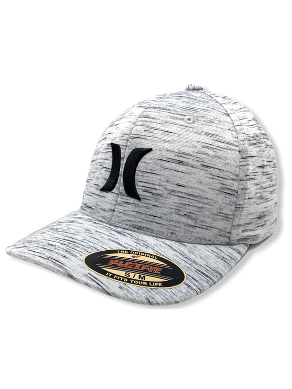 Men's Icon Textures Flex Fit Hat Cap (Small/Medium, Wolf Grey)