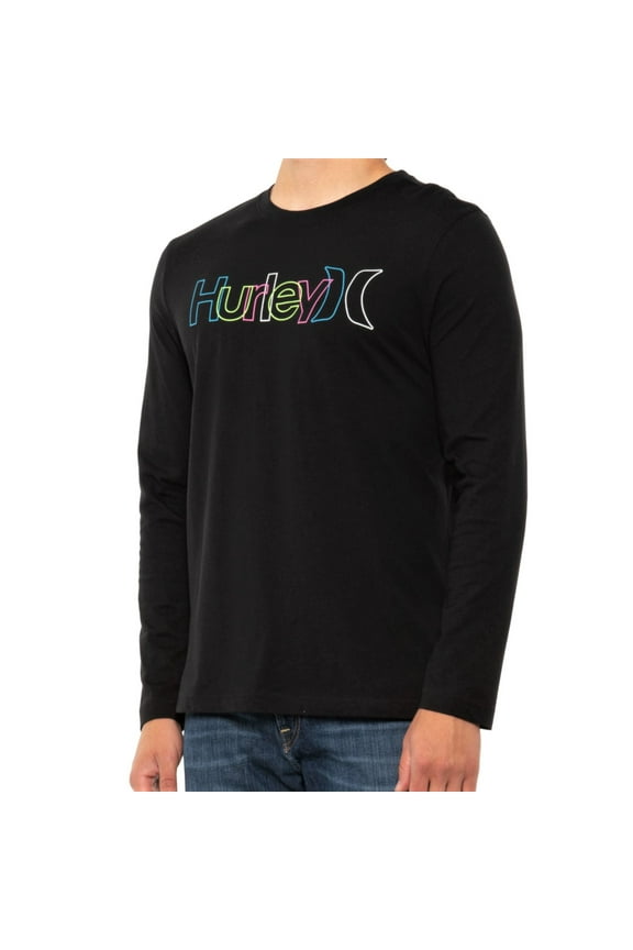 Men's Logo Graphic Print Tee Cotton Jersey Long Sleeve T-Shirt