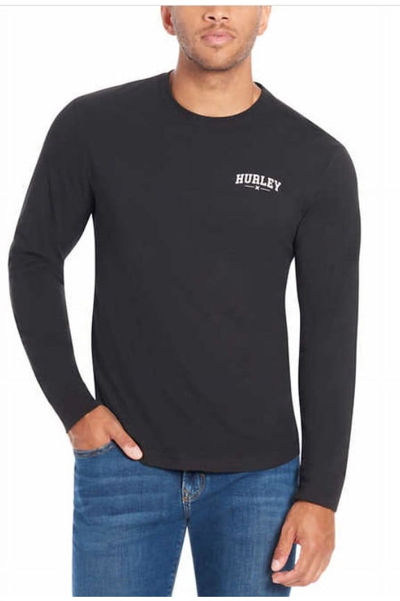 Mens Long Sleeve Graphic Tee (Black, XX-Large)