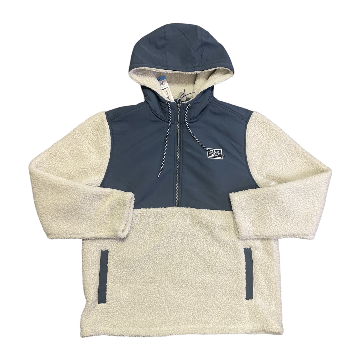 Hurley Men s Long Sleeve Half Zip Sherpa Anorak Hoodie Bone L