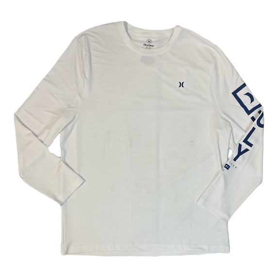 Hurley Men's Long Sleeve Sunny Side Hybrid Stretch UPF Tagless Sunshirt (White, L)