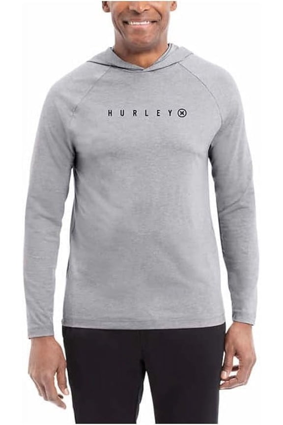Men's Long Sleeve Tee Performance Hoody (Grey, Medium)