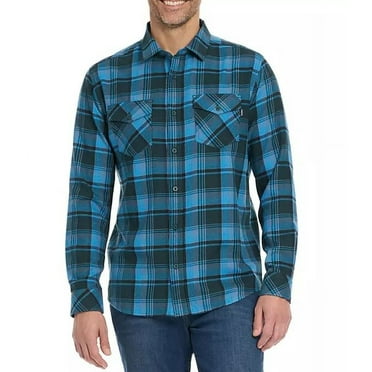 Hurley Men's Long Sleeve Ultra Soft Brushed Flannel Button Up Shirt (Armored Blue, XXL)
