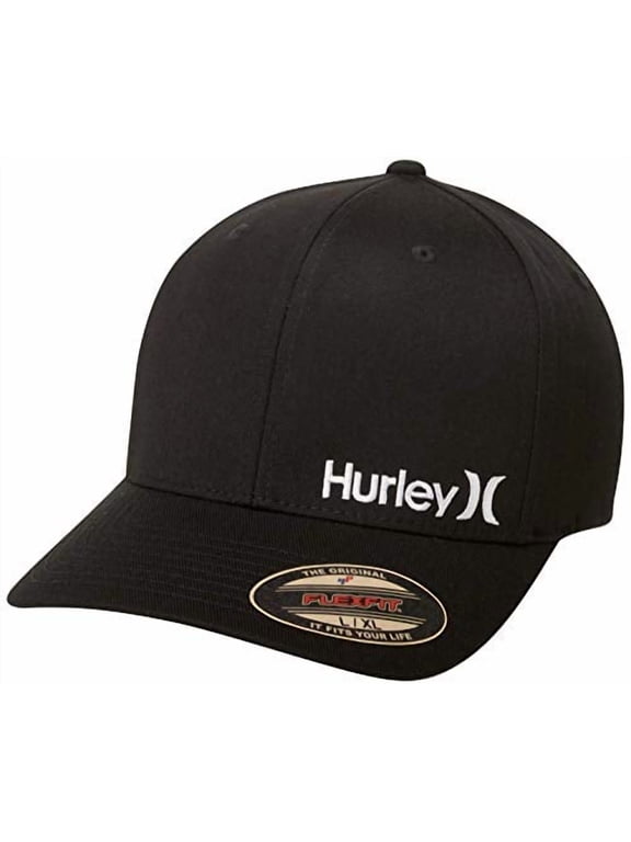 Men's One & Only Corp Flexfit Perma Curve Bill Baseball Hat, Solid Black/White, S-M