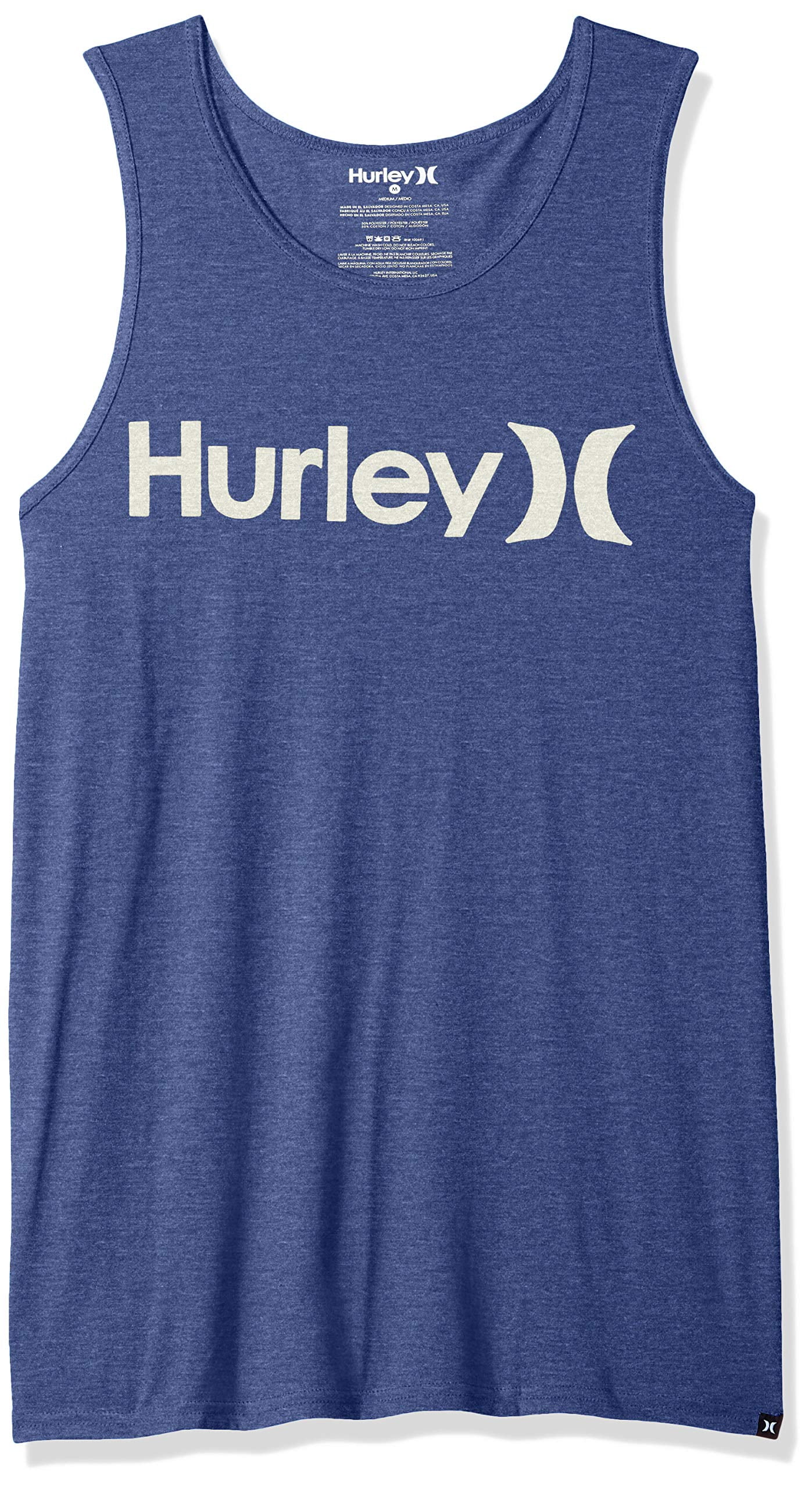Hurley Men's One & Only Graphic Tank Top, deep Royal Heather//Light Cream, XXL