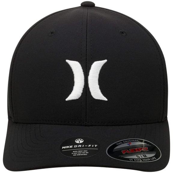 Hurley Men's One and Only DRI-Fit Flex Fit Hat (S/M, Black/White)