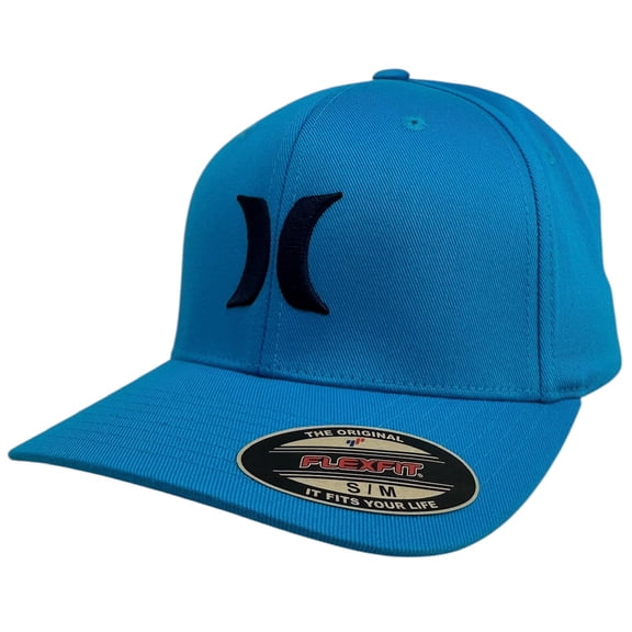Hurley Men's One and Only Flexfit Hat in Blue (Small/Medium, Blue)