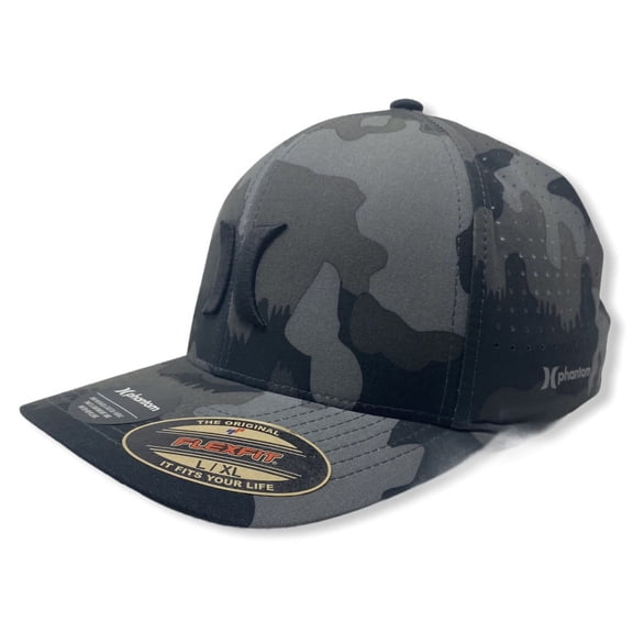 Hurley Men's Phantom Ripstop Curved Bill Baseball Cap, Size Large-X-Large, Black Camo